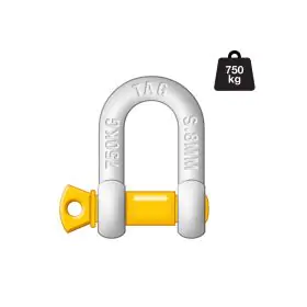 TAG D-SHACKLE - 8MM THICK 750KG, CARBON STEEL