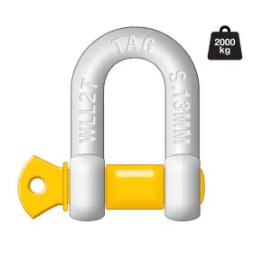 TAG D-SHACKLE 13MM THICK 2000KG, CARBON STEEL BLISTER PACKED